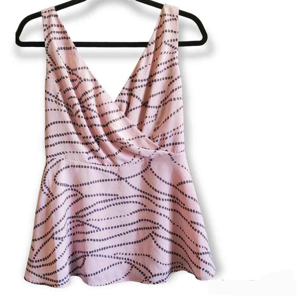 𝅺Cabi Sophia pink peplum lined cami sleeveless vneck top size 2